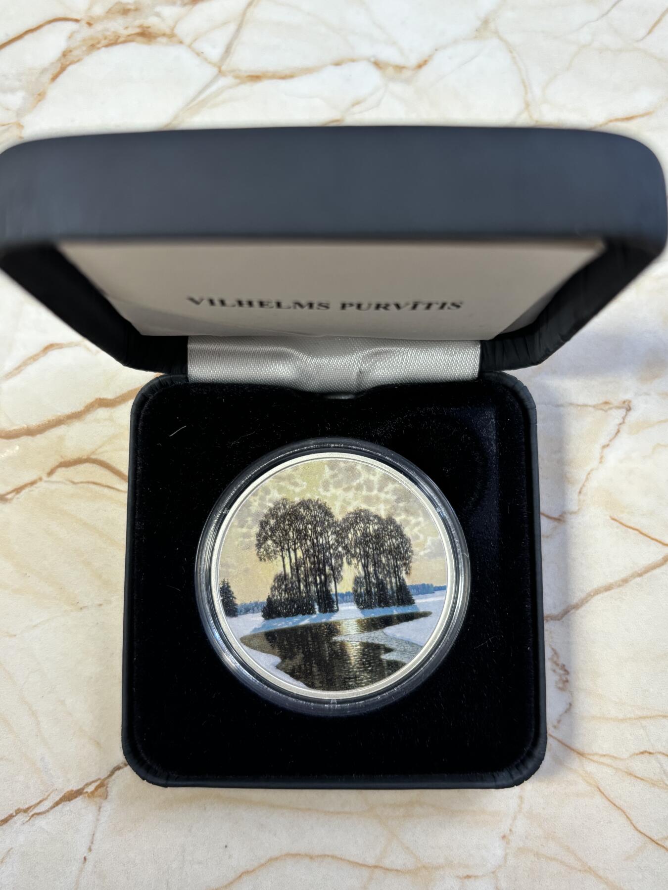 第184期拍卖 拉脱维亚2022年韦勒姆斯·珀维蒂斯《冬日》彩色纪念银币，925银，31.47克，发行4000枚