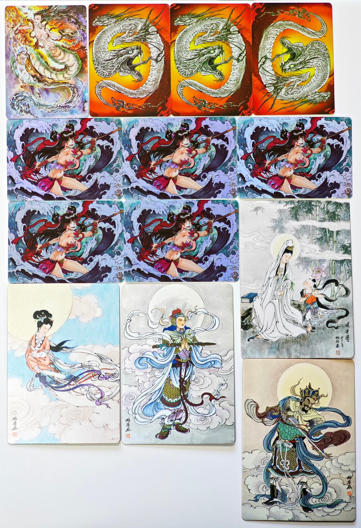 白泽拍卖卡牌手绘专场第29期（忽有故人心上过，回首山河已是秋） 2025 启读文化 中卡4张普卡+哪吒5张+鸣蛇3张+女娲  彩闪