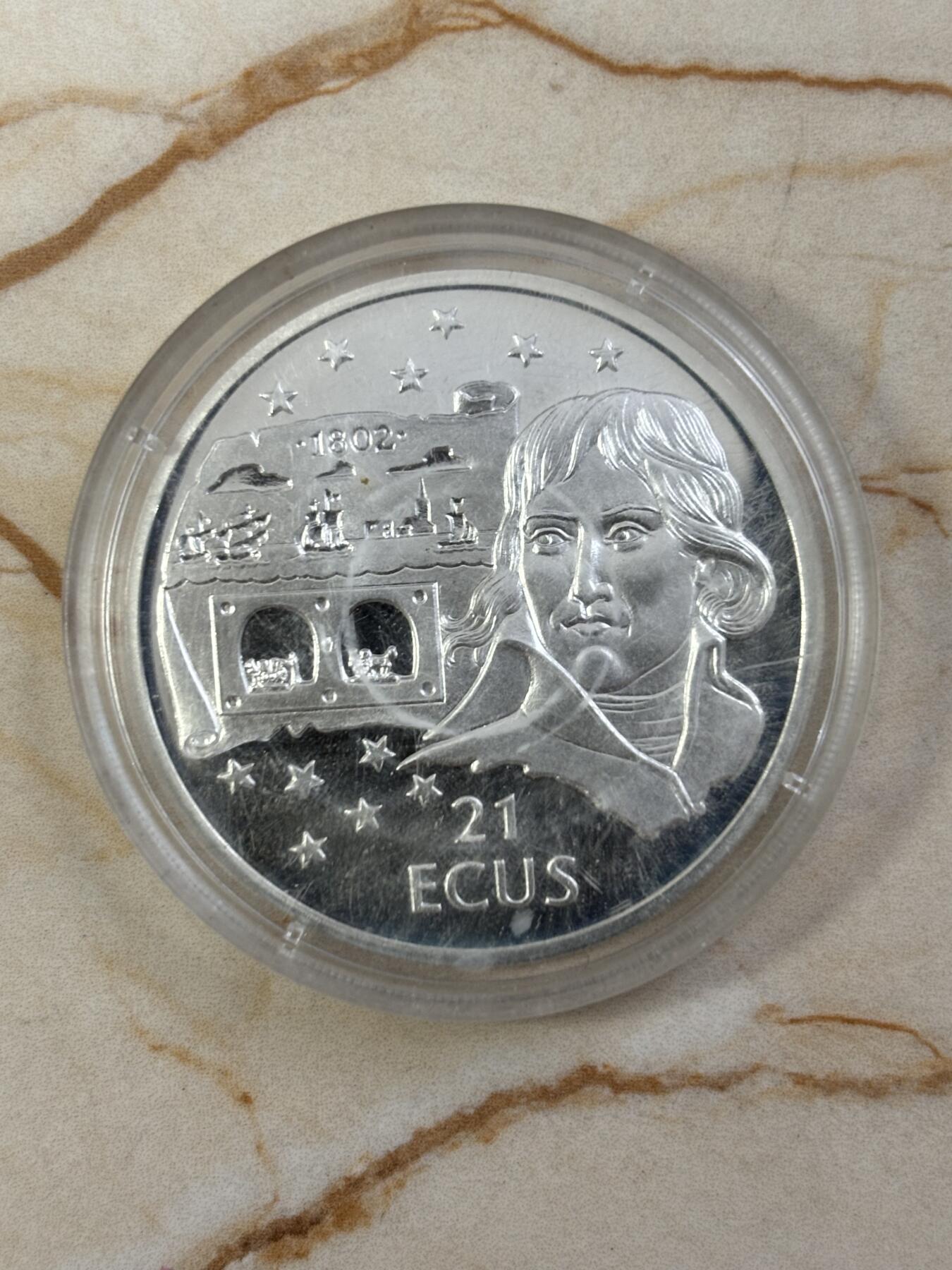 第184期拍卖 直布罗陀1993年拿破仑精制大银币，925银，19.36克，有氧化