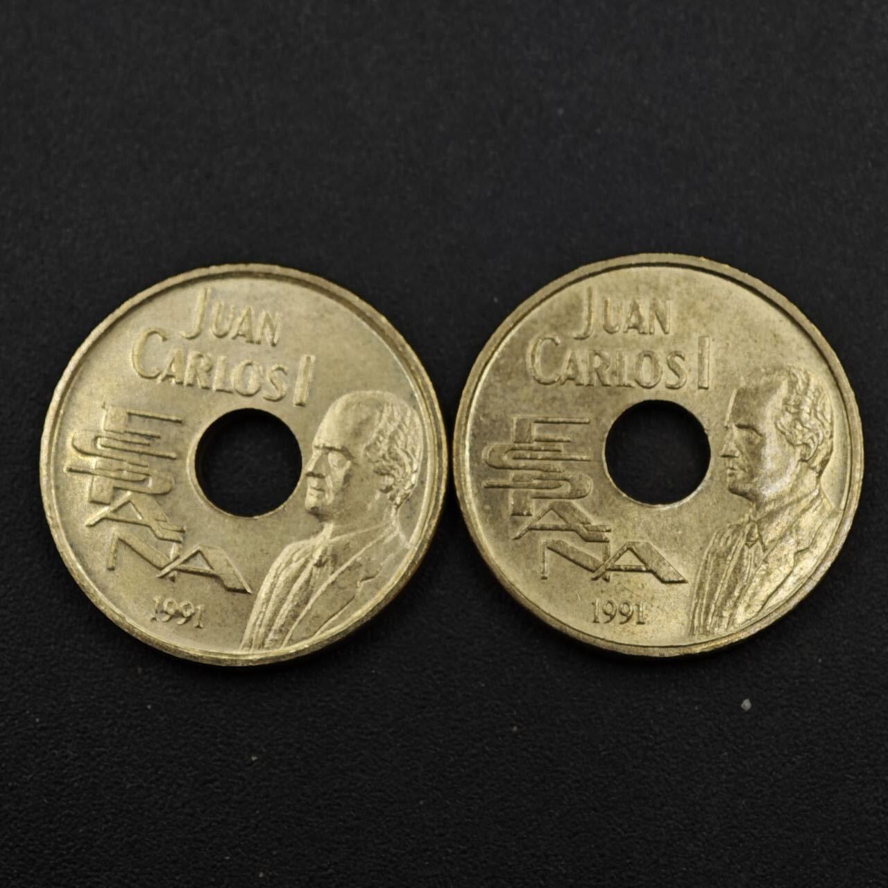 【淘币小摊】实时拍第八百一十九拍   散币场   满百包邮可预留二周 每周一统一发货   西班牙1991年25比赛塔2枚