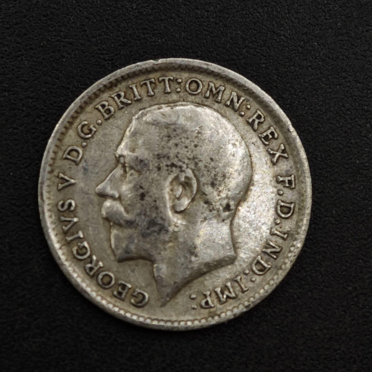 【淘币小摊】实时拍第八百一十九拍   散币场   满百包邮可预留二周 每周一统一发货   英国1913年乔治五世3便士银币