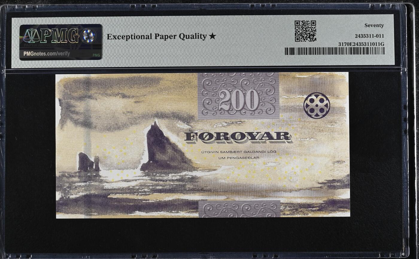 《艾美收藏》第223期-12.7周日外币畅拍 法罗群岛2011年200克朗PMG70E满分无347 法罗群岛的鬼脸蛾