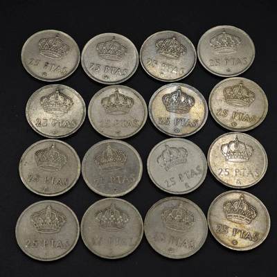 【淘币小摊】实时拍第八百一十九拍   散币场   满百包邮可预留二周 每周一统一发货   - 西班牙25比赛塔16枚