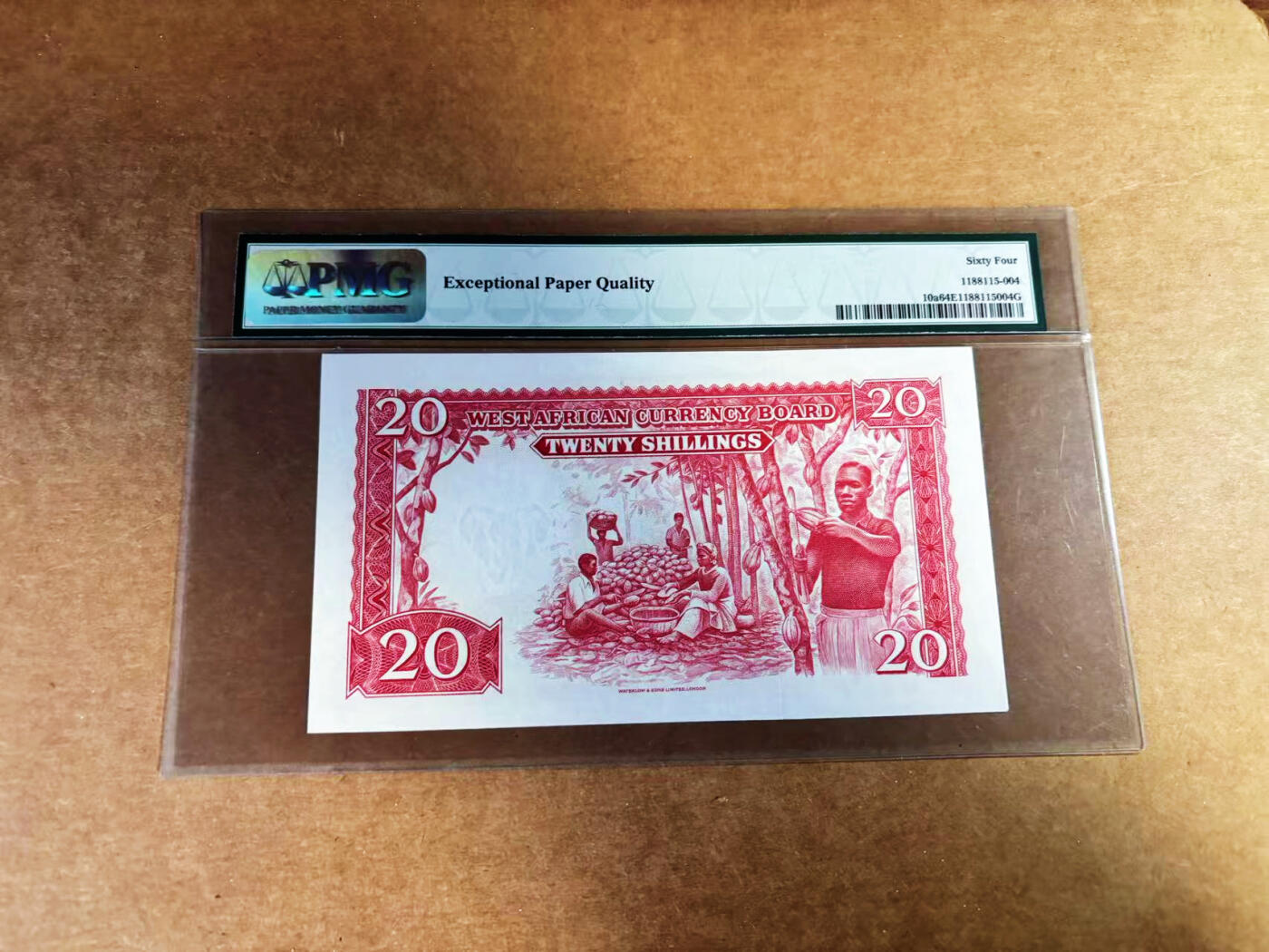 【Blue Auction】世界纸币精拍第759期——18级TOP拍卖/信誉/品质/专业/高效💫  英属西非 1957年20先令 风景唯美 风土人情 PMG64EPQ 老壳