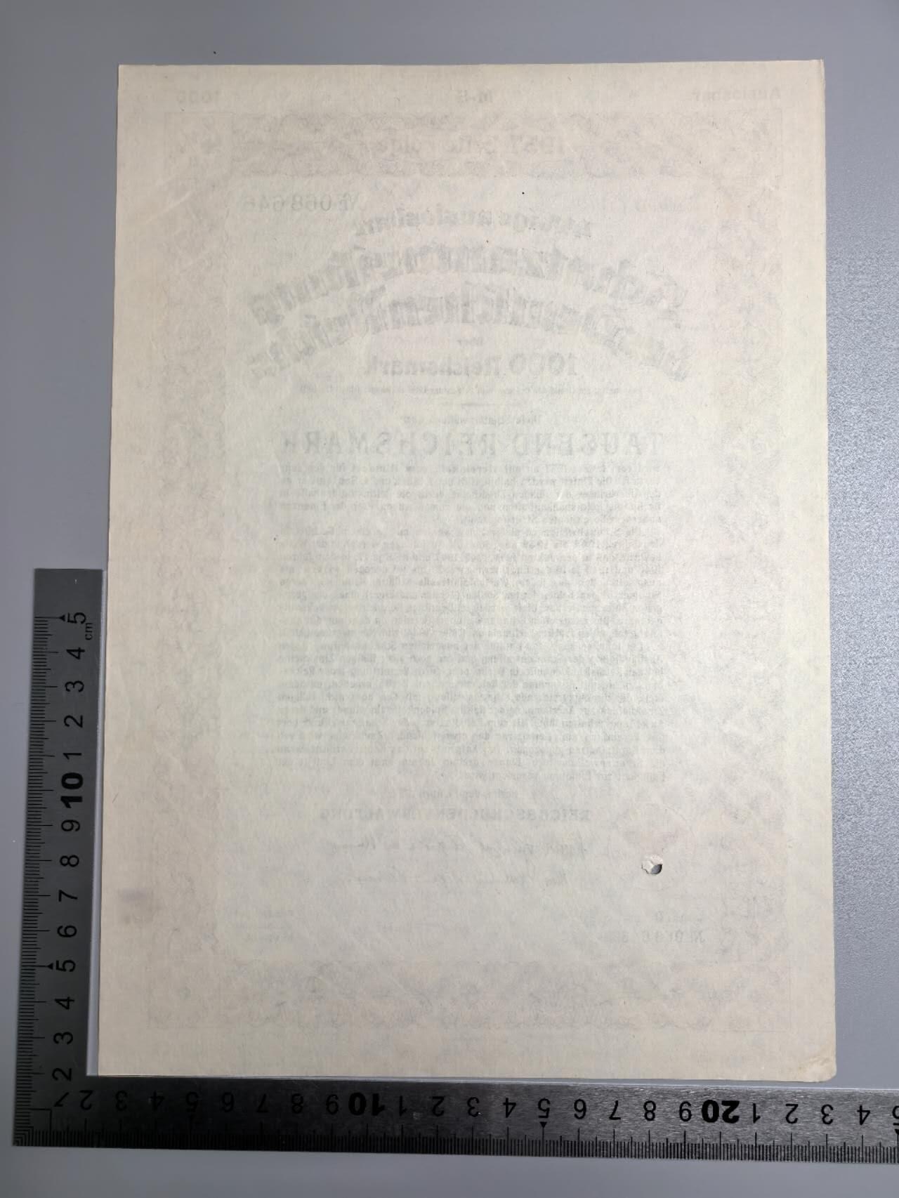 小驴勋章奖章收藏12月06日周六晚六点拍卖（珍爱和平，收藏战争，铭记历史，勿忘国耻，忠党爱国。有偿代拍，送拍规则在简介最后，参拍须阅读规则后再参拍，关系到运费包装发货时效真假辨别等关键信息，拍卖时不再发原图，看大图店主微信码在拍卖店铺介绍里） 1937年1000马克国债债券