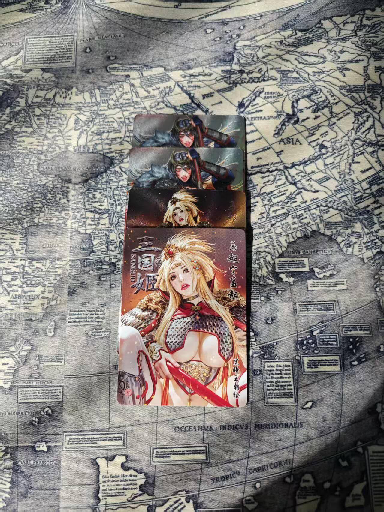 光影卡牌第26期，各家亲签，各家套卡，持续收拍品 黑暗王朝三国张飞马超镭光粗闪及粗闪卡，一套4张