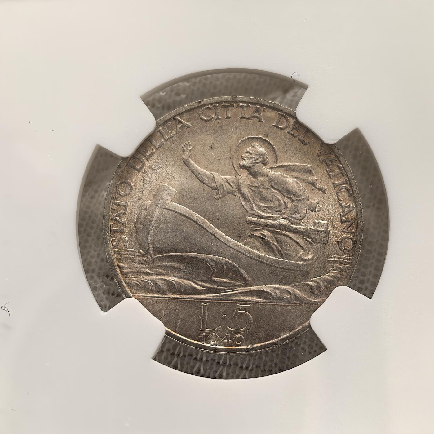 道一币馆币章第一百五十八场 NGC MS64 梵蒂冈1940年5里拉银币