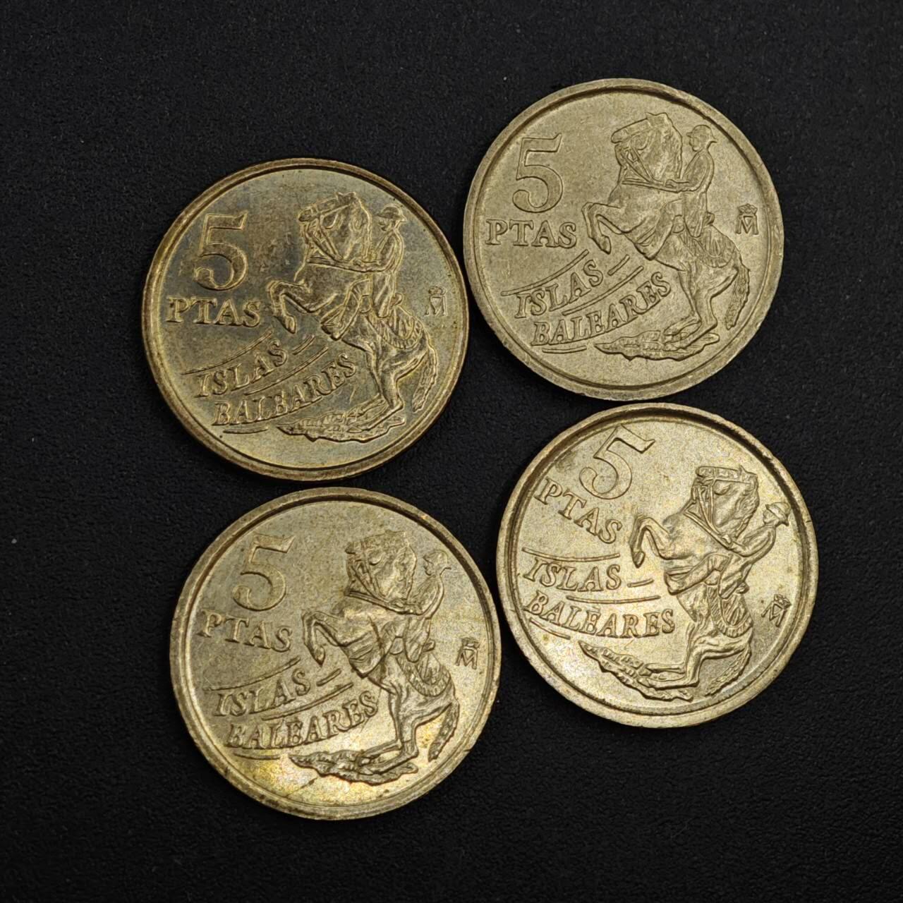 【淘币小摊】实时拍第八百一十九拍   散币场   满百包邮可预留二周 每周一统一发货   西班牙1997年5比赛塔铜币4枚