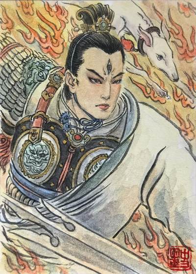 白泽拍卖卡牌手绘专场第29期（忽有故人心上过，回首山河已是秋） - 2025 史墨手绘卡 二郎神 史墨亲签 特效