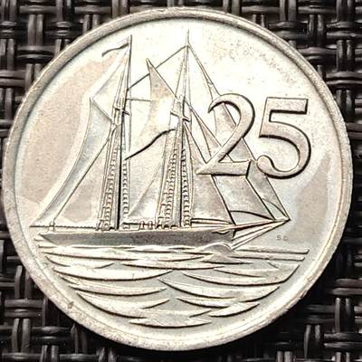 布加迪🐬～世界钱币(上海)🌾第 263 期 /  各国套币和散币 - 开曼群岛 1987年 25分