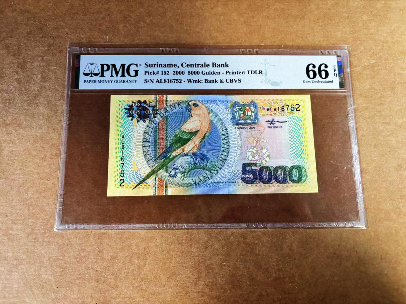 【Blue Auction】世界纸币精拍第759期——18级TOP拍卖/信誉/品质/专业/高效💫 苏里南 2000年5000盾 PMG66EPQ 