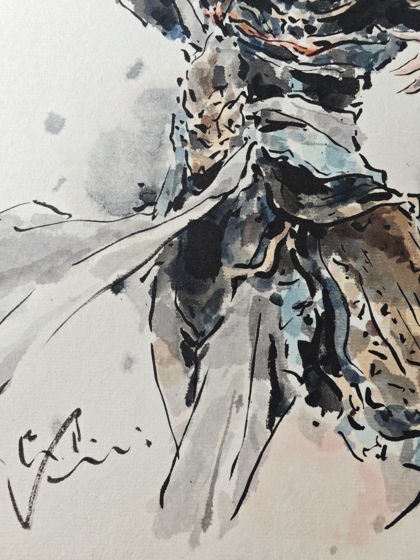 白泽拍卖卡牌手绘专场第29期（忽有故人心上过，回首山河已是秋） 2025 迟迟手绘画 四大天王 南方增长天王 A3