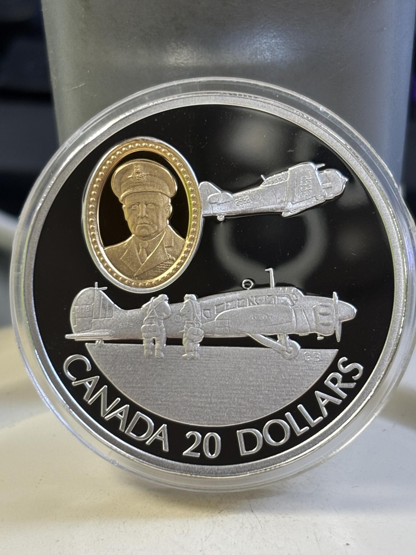 第184期拍卖 加拿大1990年飞机系列镀金1盎司纪念银币1，925银银价399➕镀金