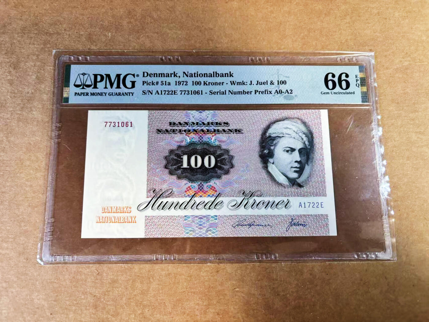 【Blue Auction】世界纸币精拍第759期——18级TOP拍卖/信誉/品质/专业/高效💫 【a版】丹麦 1972年100克朗 PMG66EPQ 