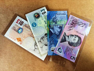 【Blue Auction】世界纸币精拍第759期——18级TOP拍卖/信誉/品质/专业/高效💫 - 【一组4张】英国 5-10镑&澳大利亚5-10元 全新UNC