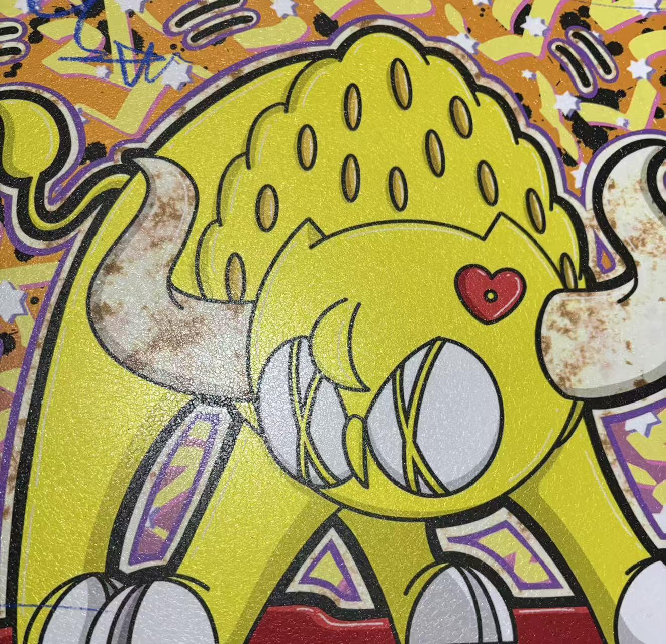 零元拍：歪歪 OWSON 系列作品装饰肌理画《十二星座-金牛座》，相框尺寸35/35CM。因展品出展，镜框可能有轻微划痕，介意勿拍