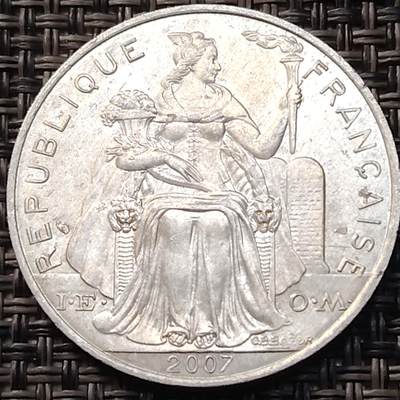 布加迪🐬～世界钱币(上海)🌾第 263 期 /  各国套币和散币 - 波利尼西亚 2007年 5法郎铝币