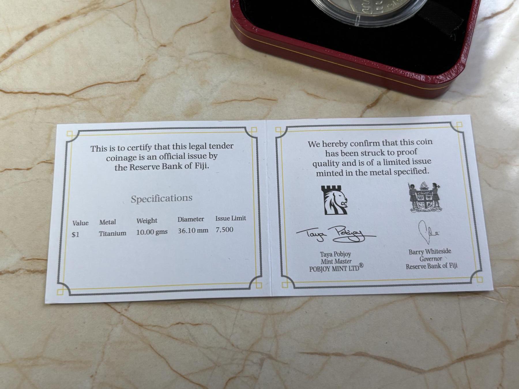 第184期拍卖 斐济2018年动物系列树蛙黄色纯钛纪念币