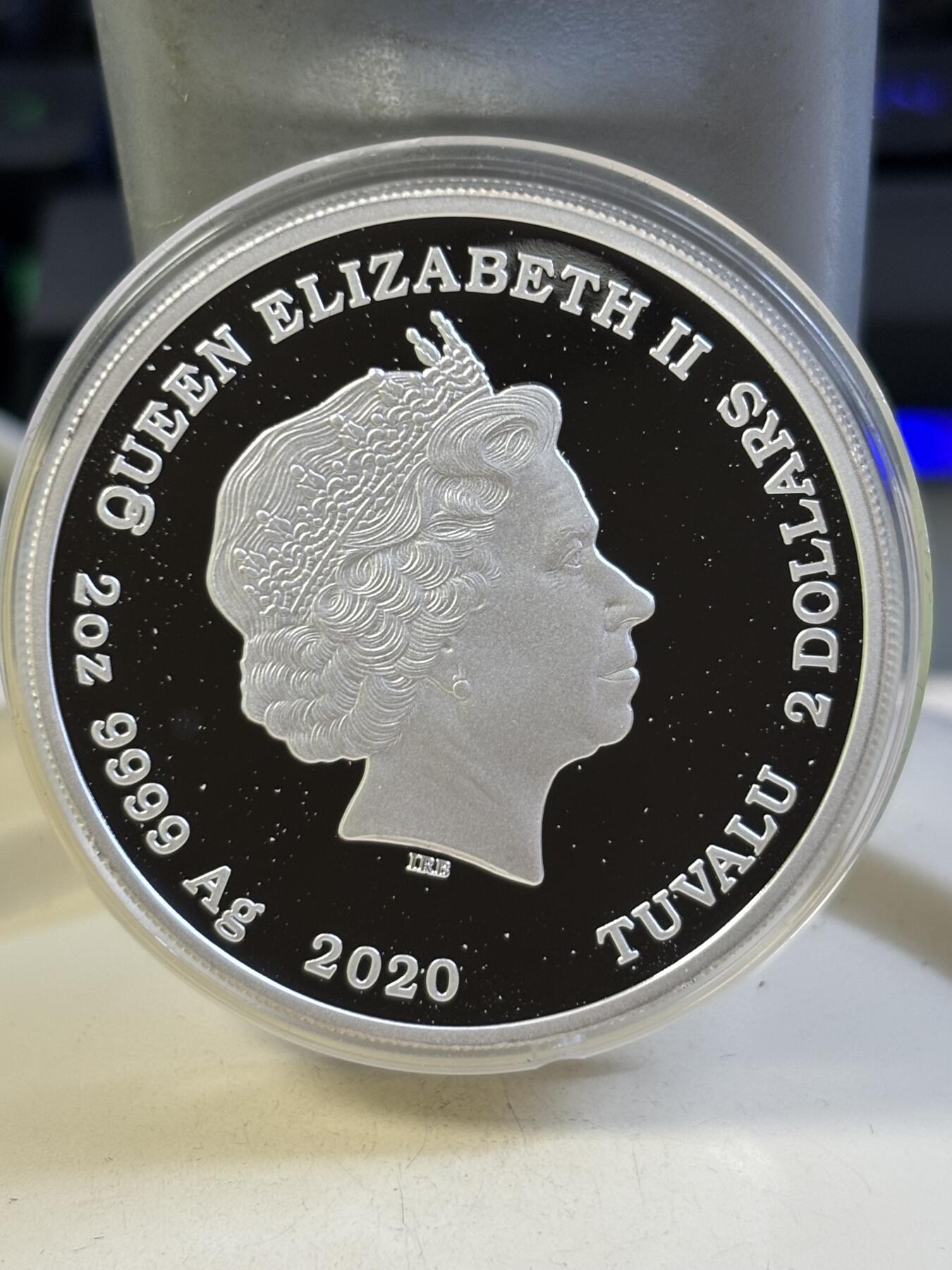 第184期拍卖 图瓦卢2020年二战硫磺岛战役2盎司高浮雕加厚银币，9999银银价862，