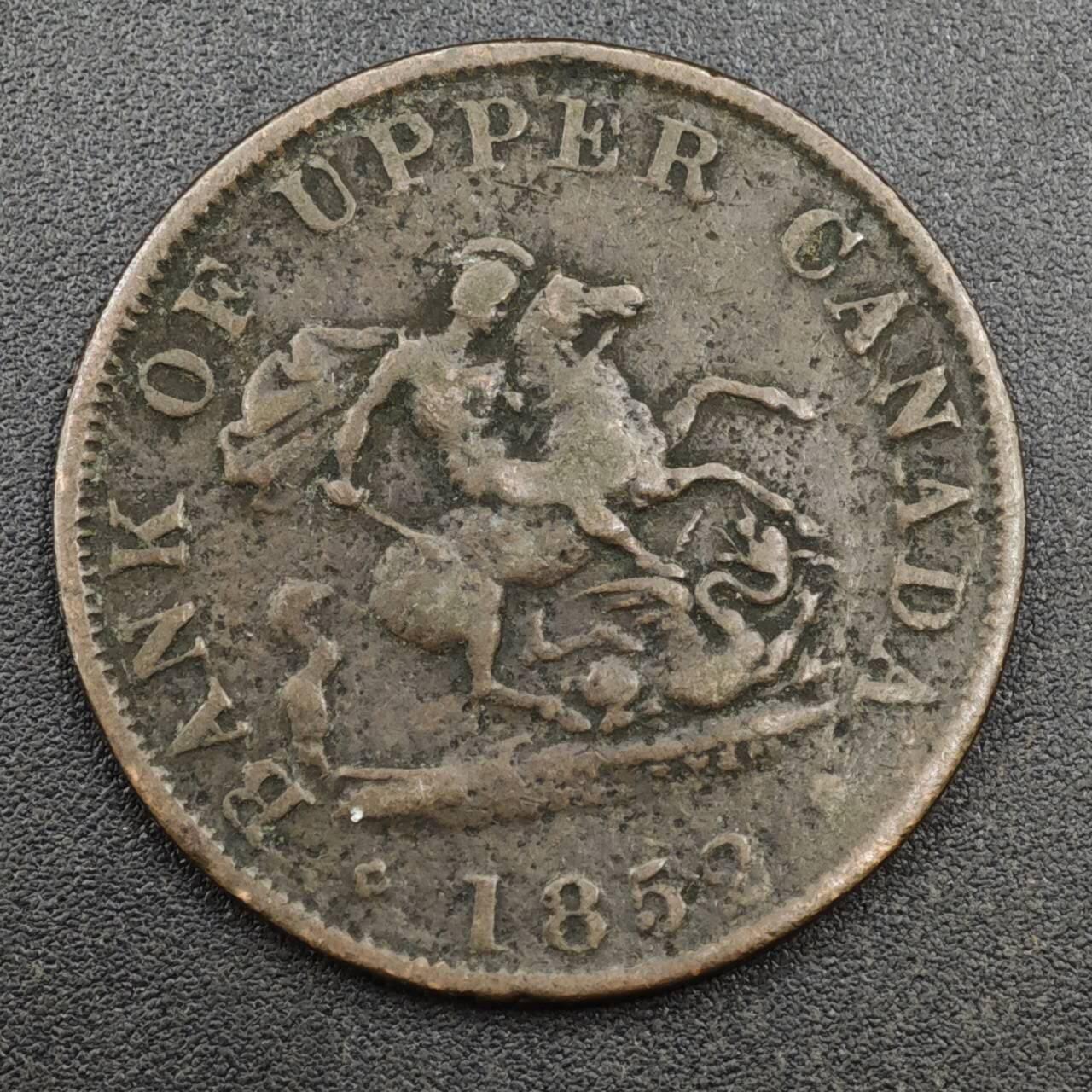 【淘币小摊】实时拍第八百一十九拍   散币场   满百包邮可预留二周 每周一统一发货   上加拿大1852年马剑半便士铜币代币