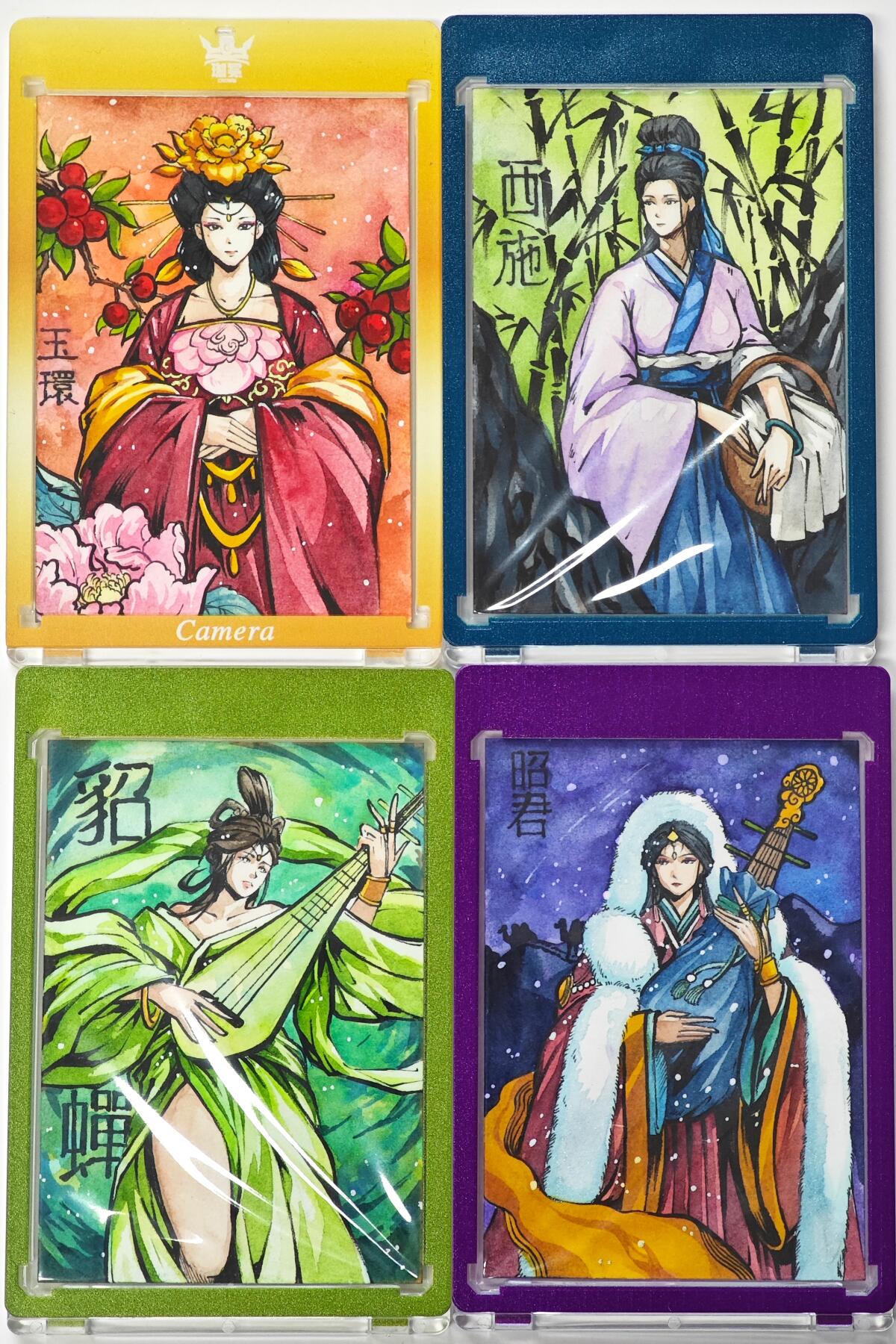 白泽拍卖卡牌手绘专场第29期（忽有故人心上过，回首山河已是秋） 2025 天玑星手绘卡 四大美女4张  Rubick亲签 卡砖封装