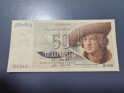 12月6号晚上8点 外国纸币自动截拍第70场 - 德国1948年50马克纸币流通品稀少有裂口