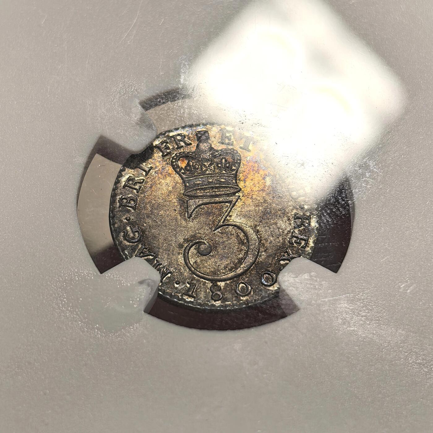 博洋堂世界钱币拍卖第150期（全场包邮） NGC AU53-MS63 英国1800年英国乔治三世濯足币一套四枚，原味五彩