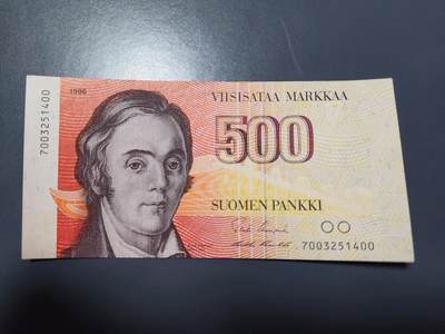 12月6号晚上8点 外国纸币自动截拍第70场 - 芬兰1986年500马克 原版极美品近新
