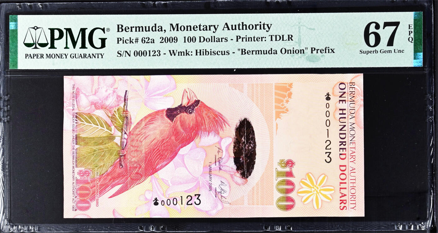 【Blue Auction】世界纸币精拍第759期——18级TOP拍卖/信誉/品质/专业/高效💫  【洋葱冠 123阶梯小号】百慕大 2009年100元 PMG67EPQ