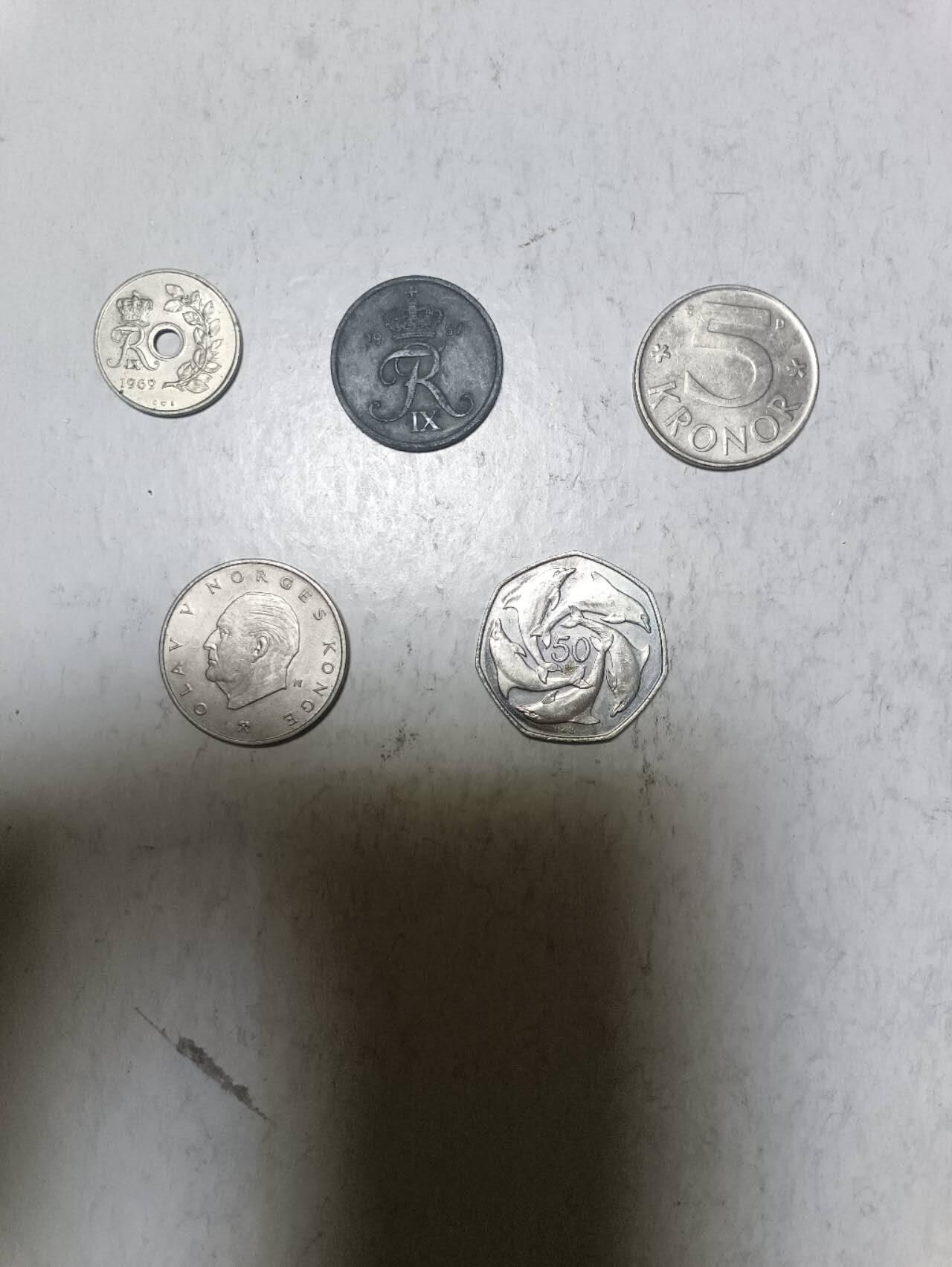 【20251209】非全新纸币和硬币第311场 欧洲国家5枚硬币不同版本