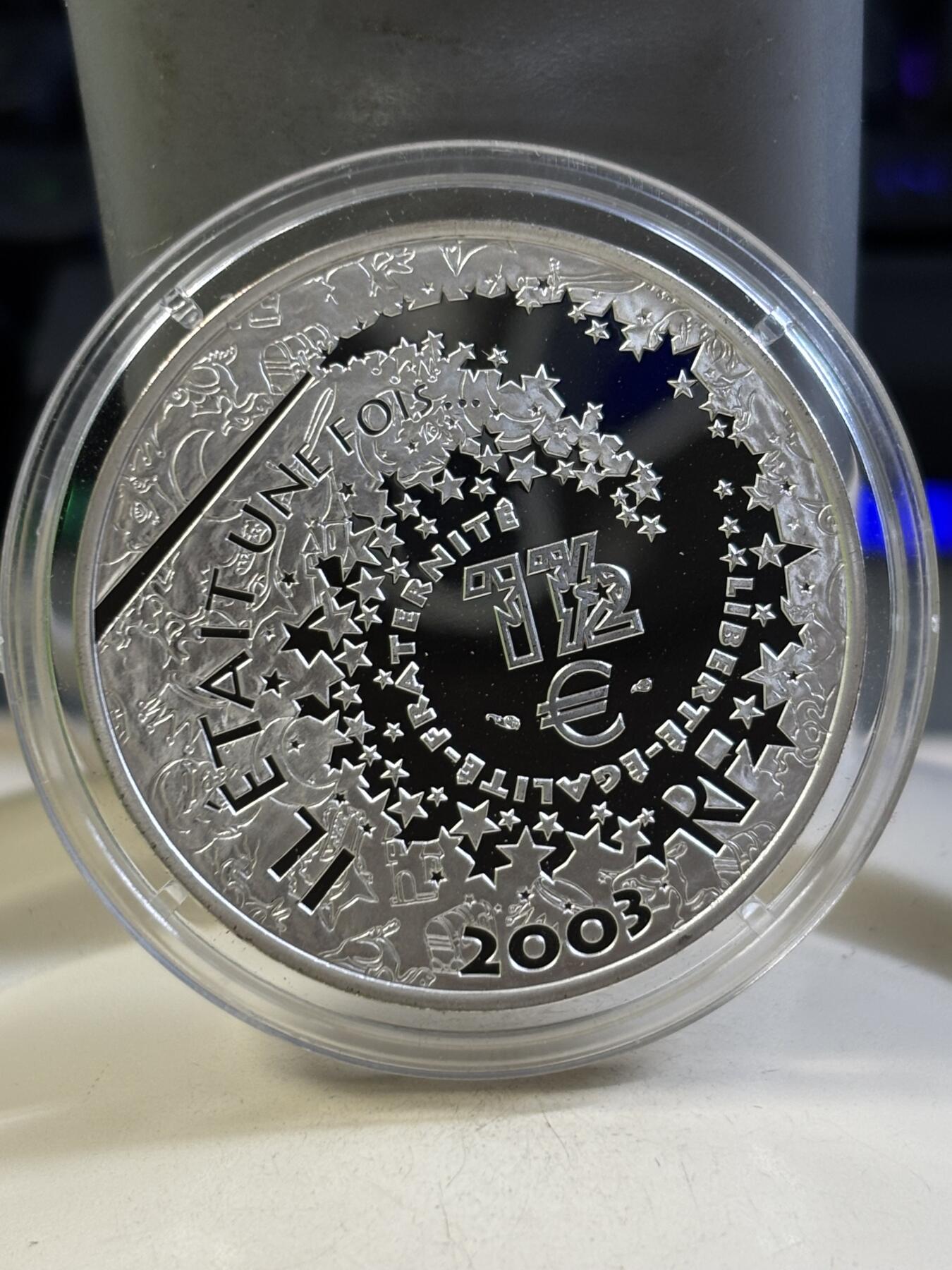 第184期拍卖 法国2003年童话系列匹诺曹彩色纪念银币1，900银，22.2克银价277