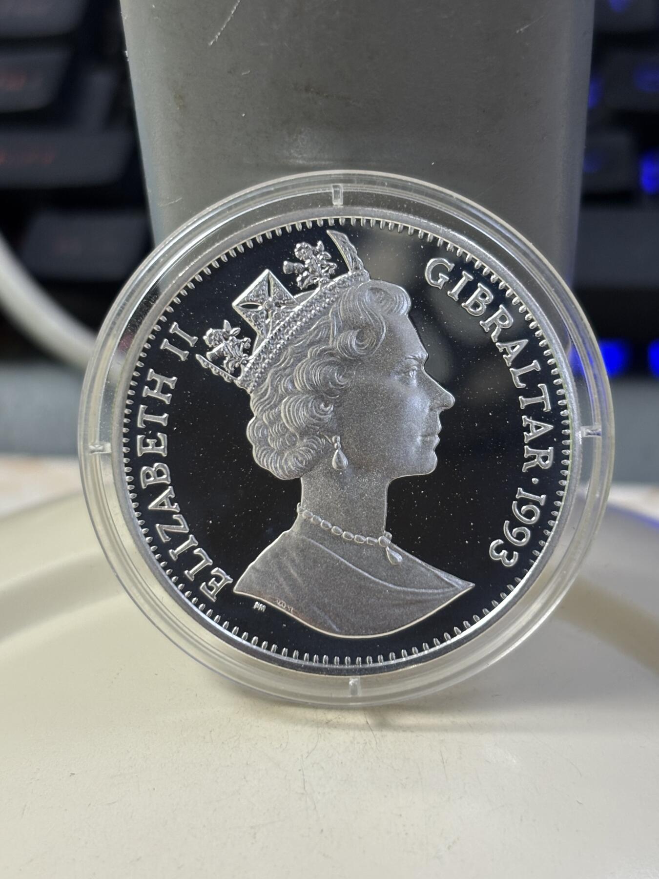 第184期拍卖 直布罗陀1993年拿破仑精制大银币，925银，19.36克，有氧化