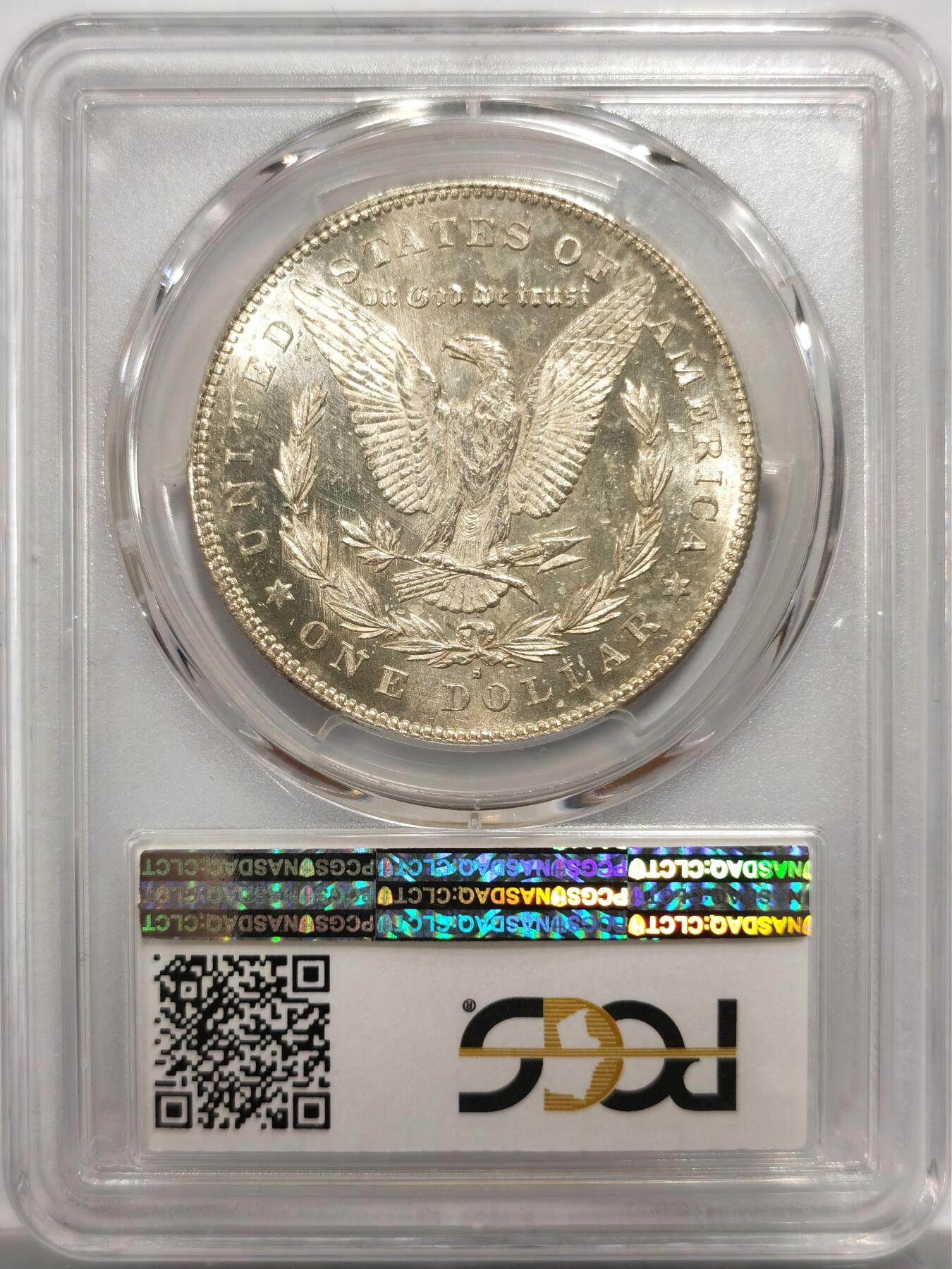 博洋堂世界钱币拍卖第150期（全场包邮） PCGS MS63 1878年s版美国摩根银币，首年摩根，轻微类镜面底板，黄油五彩包浆视觉效果非常不错。最近这个年份MS级别的摩根在麦稀奇普遍都排拍到了2000+，这枚状态相当不错，值得藏家入手