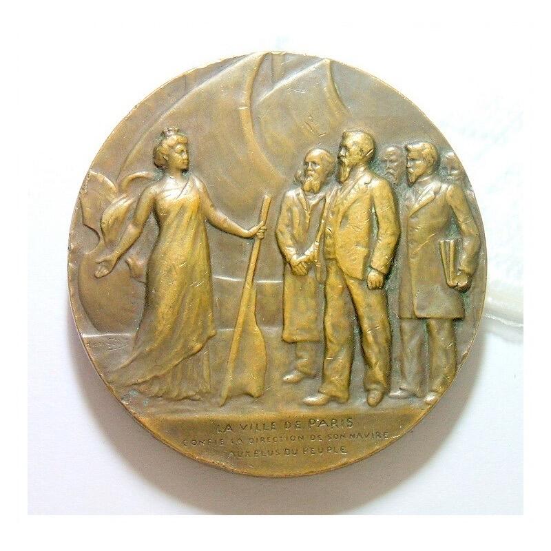 法国1904年 政治家亨利+女神 高浮雕精制大铜章 50MM