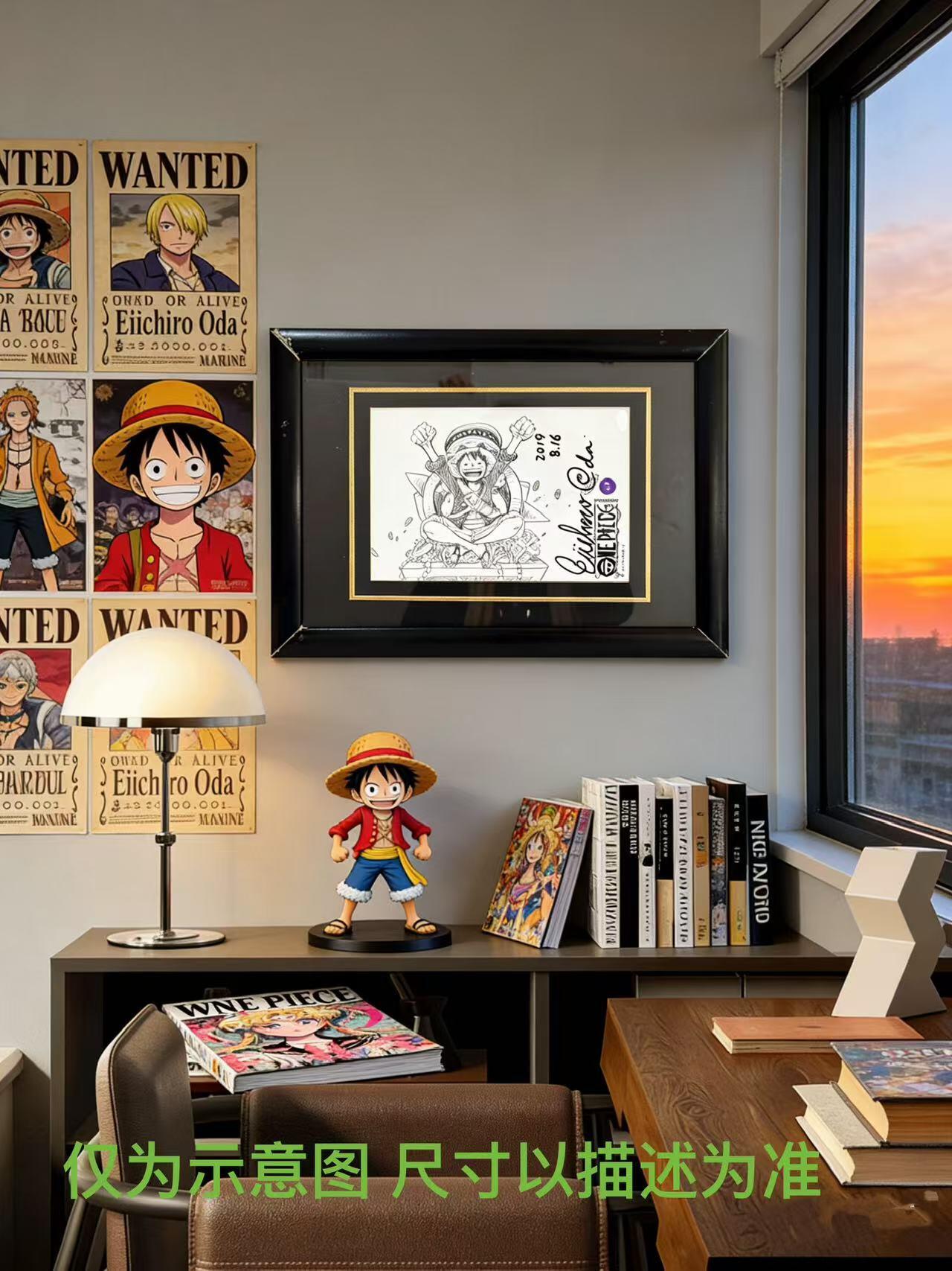 零元拍：日本著名漫画《海贼王》作者 尾田荣一郎老师亲笔签名《ONE PIECE》专刊第7期，签名扉页已取下来完美正背双面裱框，实木相框比较厚重有分量，可分别不同图案展示。相框开裂有粘胶痕迹，还有磕碰掉漆现象，通缉令页面无签名，介意勿拍。如不需要外框，也可以拆出内框，去掉沉重外框。