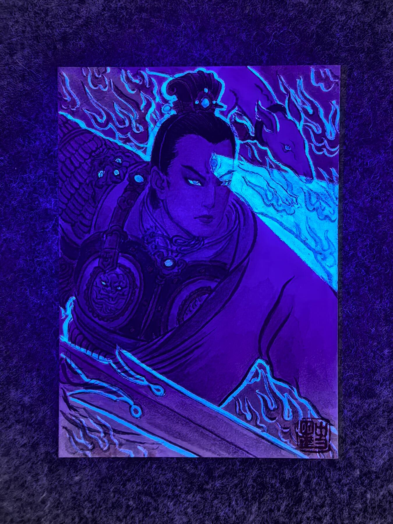 白泽拍卖卡牌手绘专场第29期（忽有故人心上过，回首山河已是秋） 2025 史墨手绘卡 二郎神 史墨亲签 特效