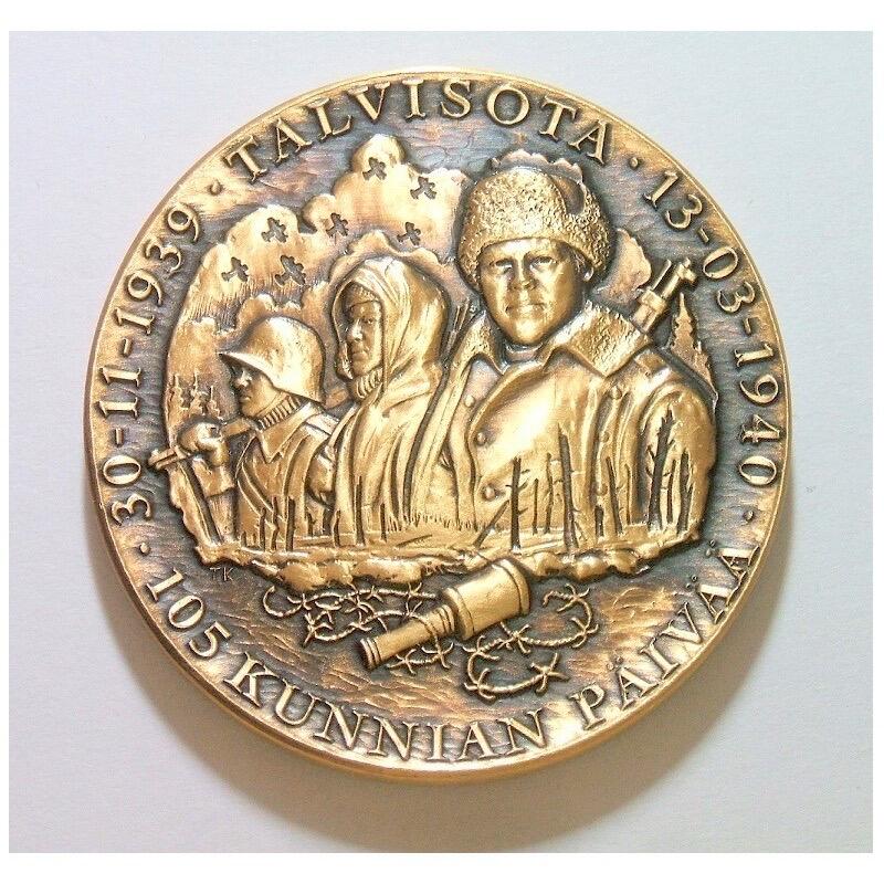 芬兰二战苏芬战争 雪地游击战士兵 高浮雕精制大铜章 45MM