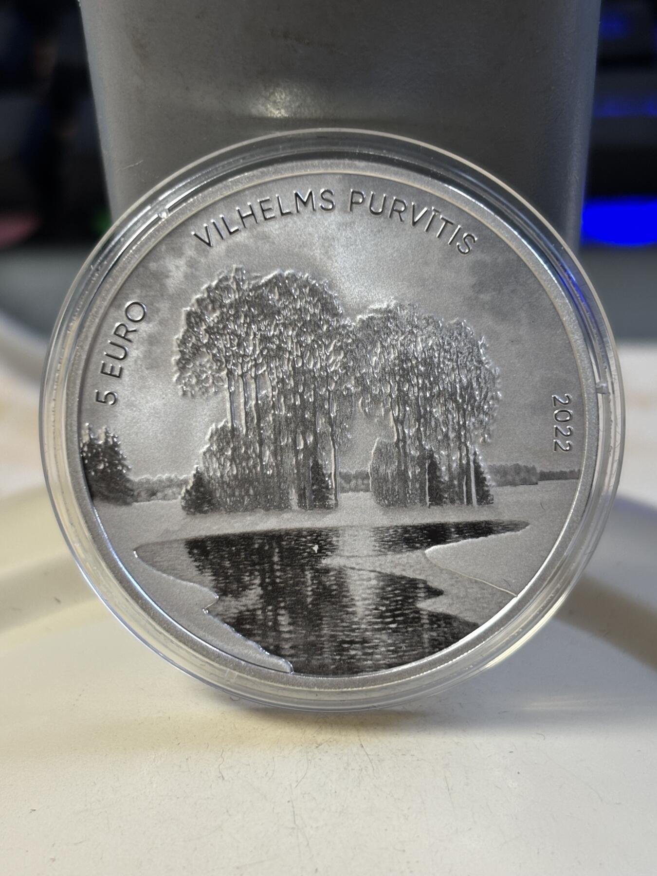 第184期拍卖 拉脱维亚2022年韦勒姆斯·珀维蒂斯《冬日》彩色纪念银币，925银，31.47克，发行4000枚