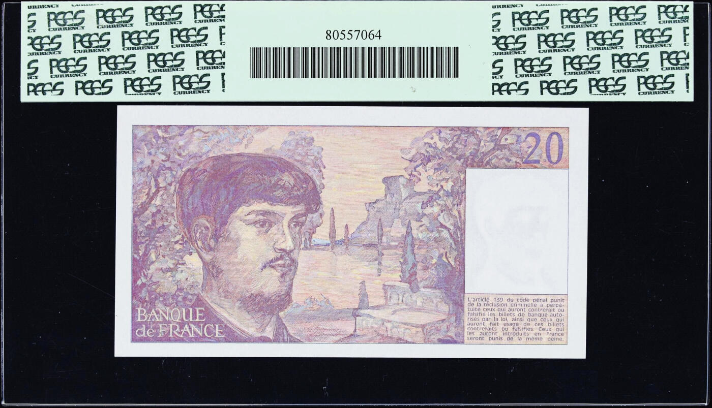 【Blue Auction】世界纸币精拍第759期——18级TOP拍卖/信誉/品质/专业/高效💫 【a版】法国 1981年20法郎 PCGS65EPQ