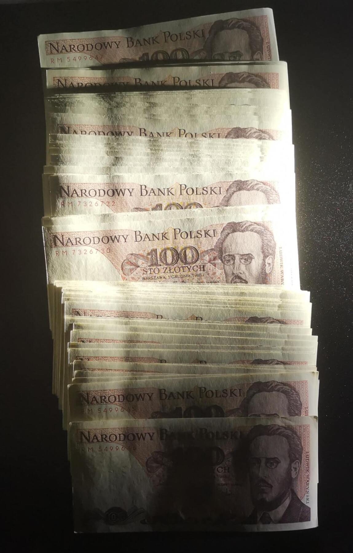 《艾美收藏》第223期-12.7周日外币畅拍 (100张)波兰1988年100兹罗提UNC/UNC- 捆痕/压痕&角不绝等微瑕