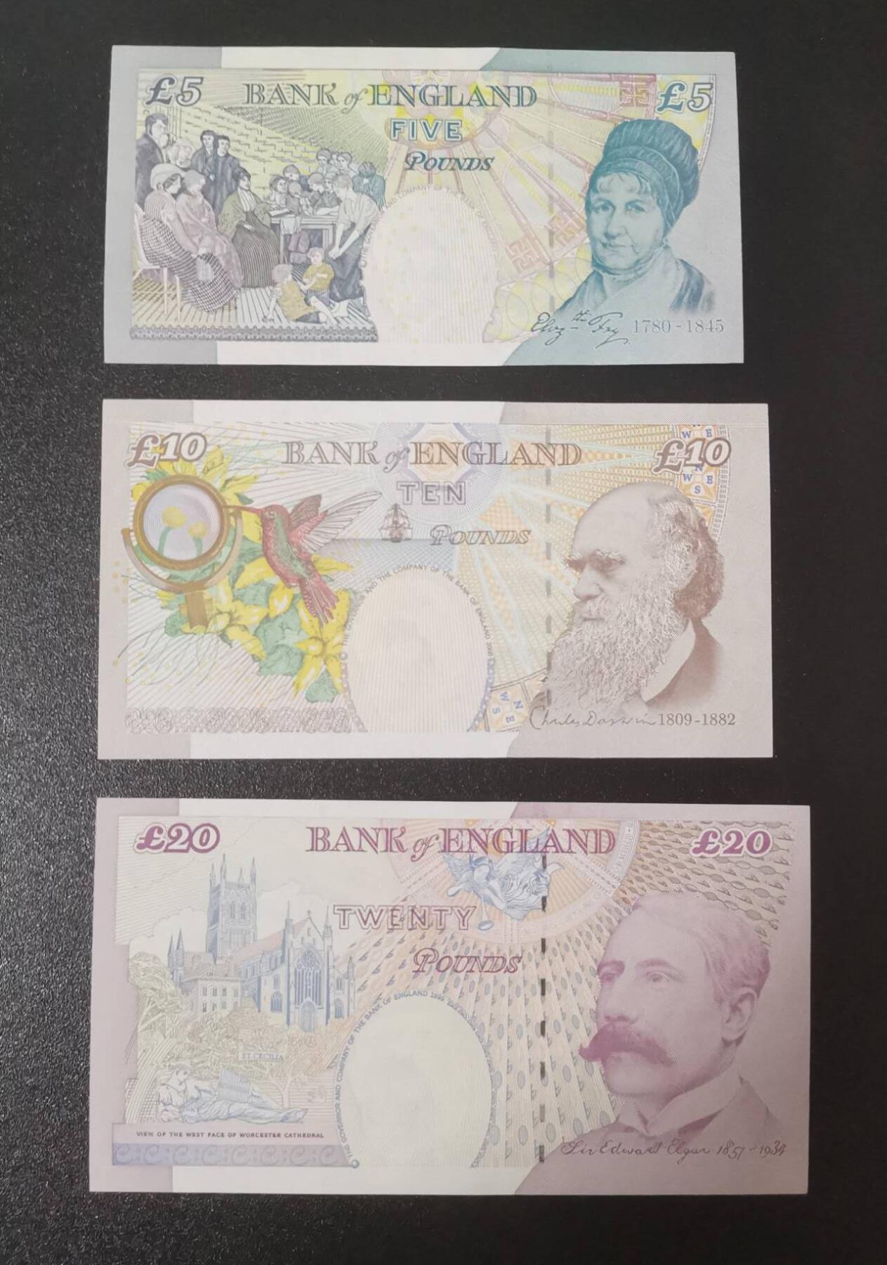 《艾美收藏》第223期-12.7周日外币畅拍 (3张首发冠全同)英国E序列再版HA01/AA 01首发冠全同千位1735号UNC