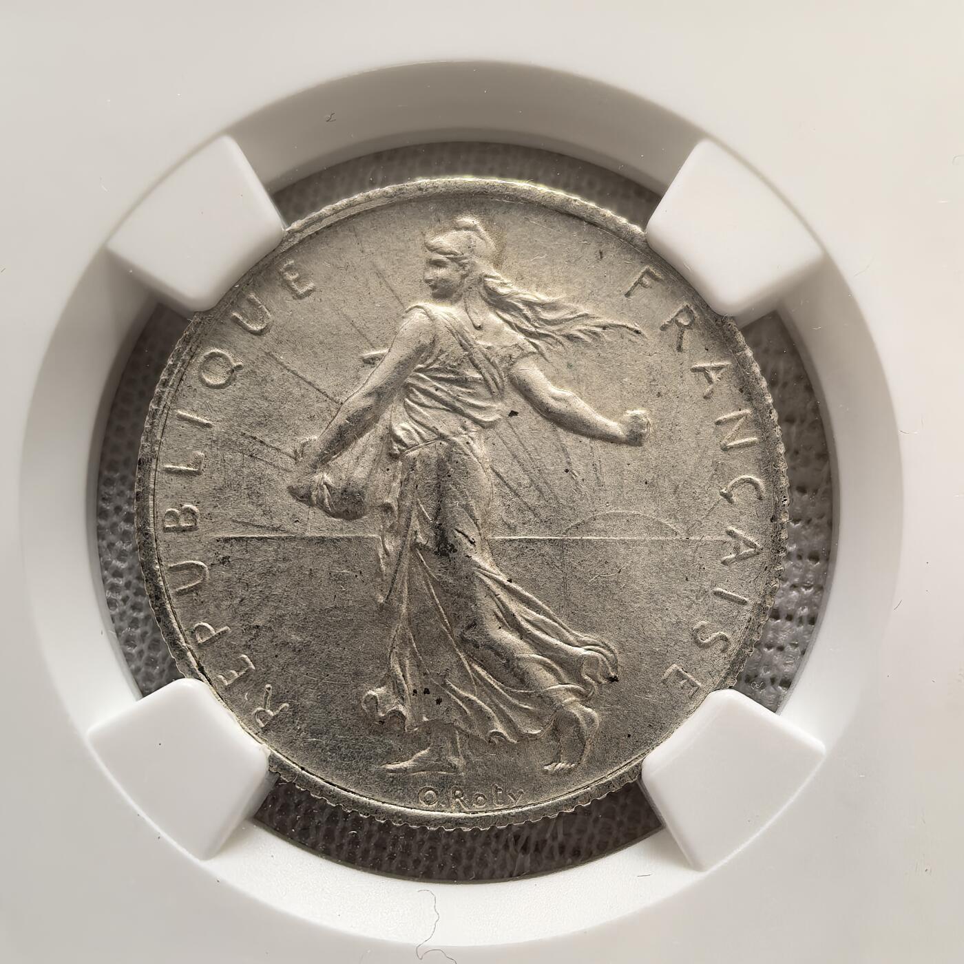 道一币馆币章第一百五十八场 NGC MS63 法国1916年播种女神2法郎银币