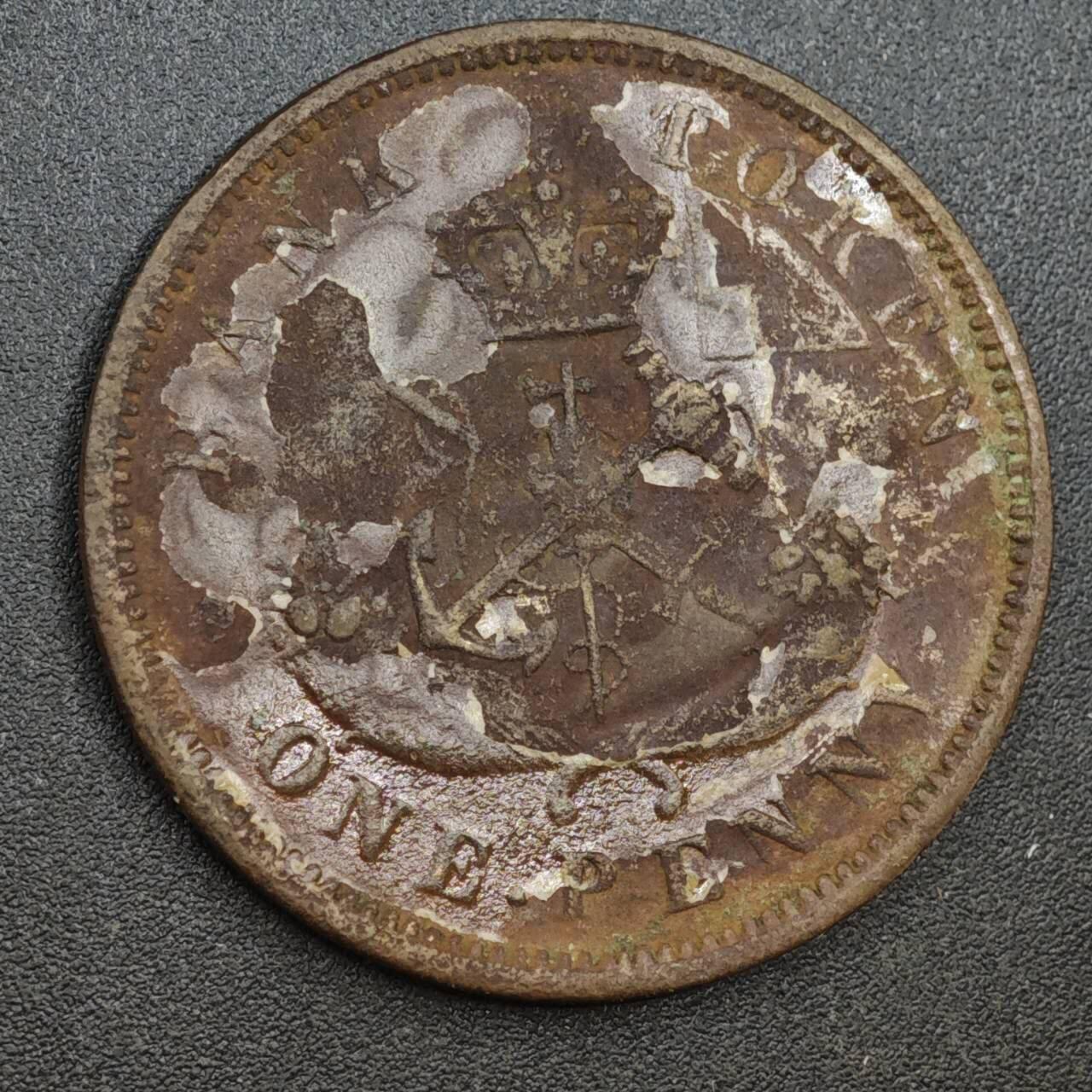 【淘币小摊】实时拍第八百一十九拍   散币场   满百包邮可预留二周 每周一统一发货   上加拿大1857年马剑一便士铜币代币