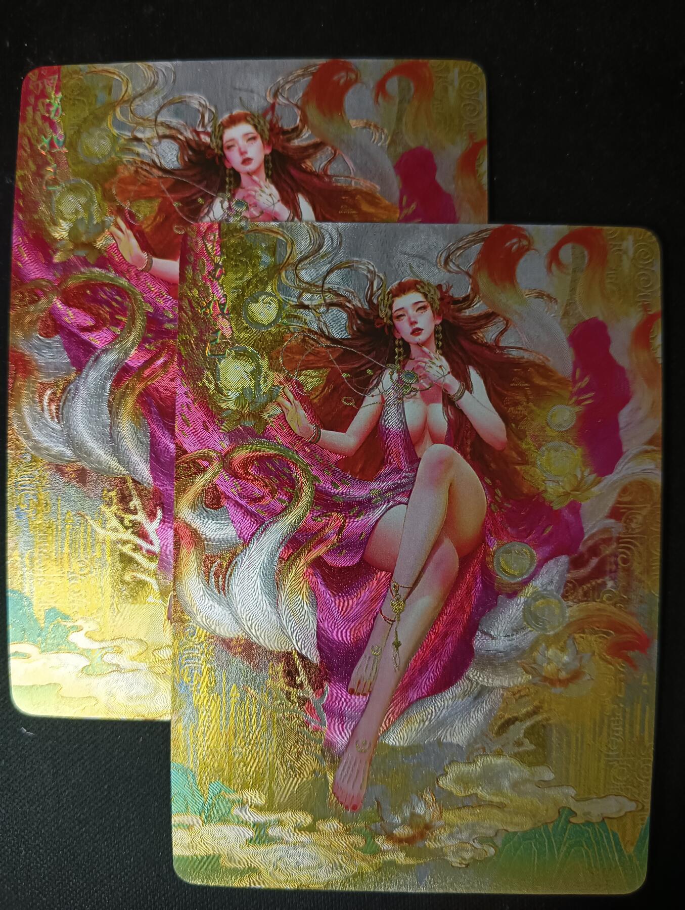 花开卡拍第61期（3月7号周六截拍，品控勿拍!!!拍品不寄存，运费5元（新疆需补运费差价或顺丰到付），自制卡难免瑕疵，可能存在轻微撞角爆边等出厂瑕疵，品控介意勿拍！） 燎原焱卡 刷子神姬传 神妲己双服饰 粗闪2张