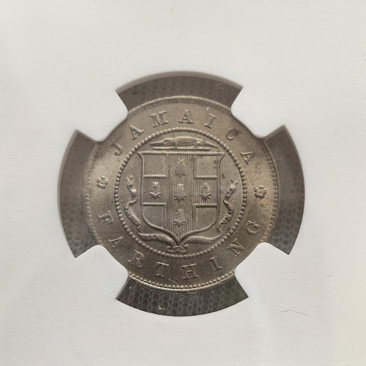 道一币馆币章第一百五十八场 NGC MS62 英属牙买加1916年乔治五世1法新铜镍币