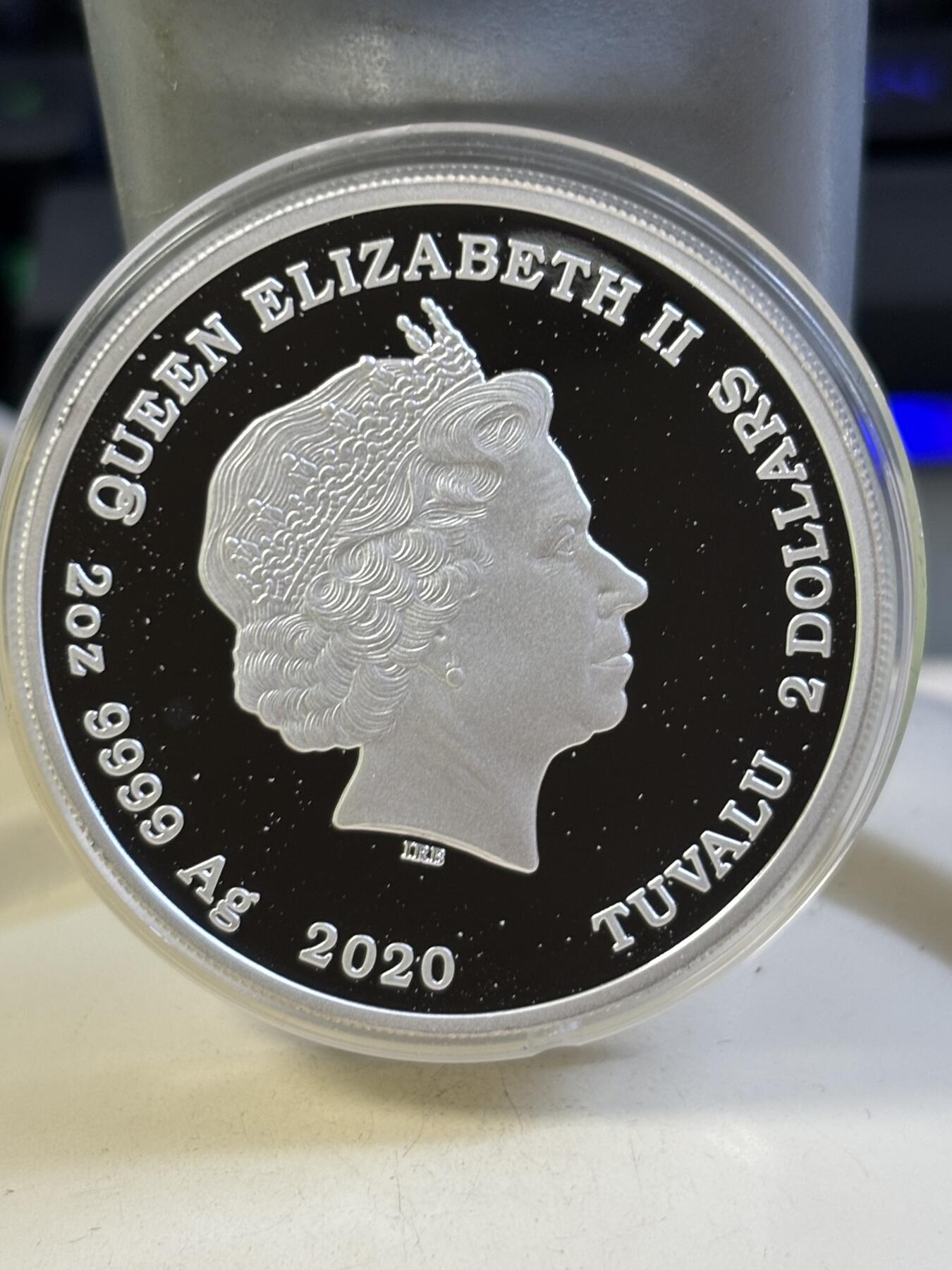 第184期拍卖 图瓦卢2020年二战硫磺岛战役2盎司高浮雕加厚银币，9999银银价862，