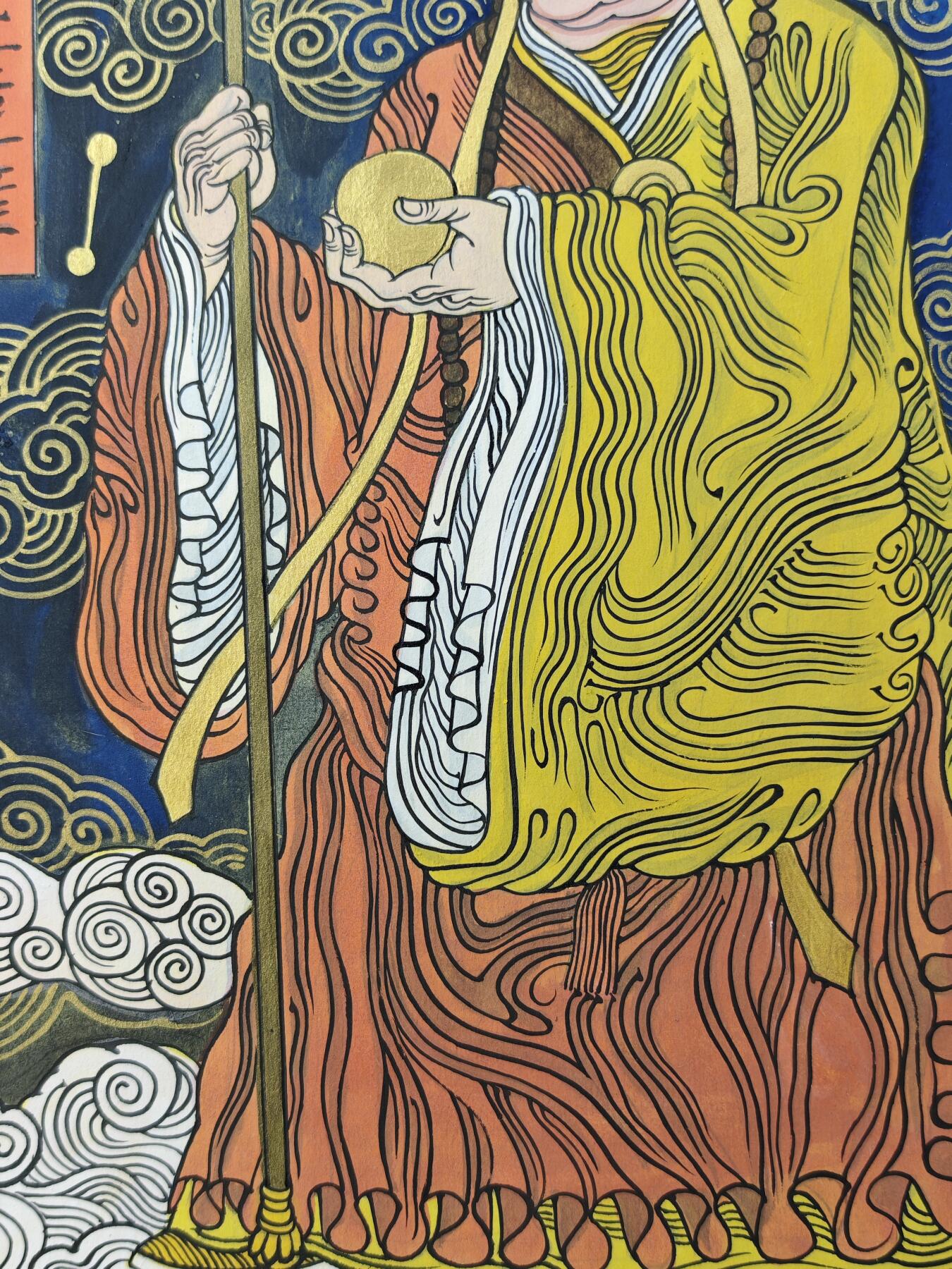 白泽拍卖卡牌手绘专场第29期（忽有故人心上过，回首山河已是秋） 2025 陈岱青手绘画 南无地藏王菩萨 尺寸：20.2cm*29.2cm 陈岱青亲签