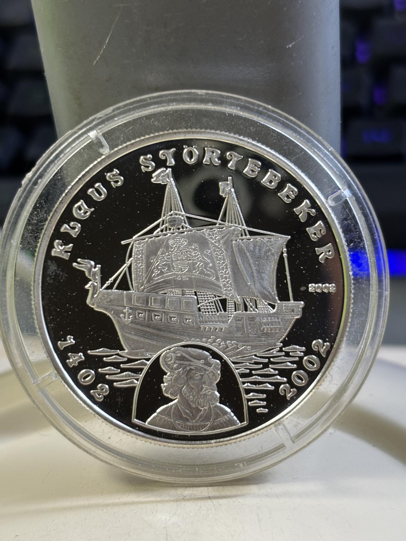 第184期拍卖 贝宁2002年航海人物100法郎精制纪念银币，999银，19.95克