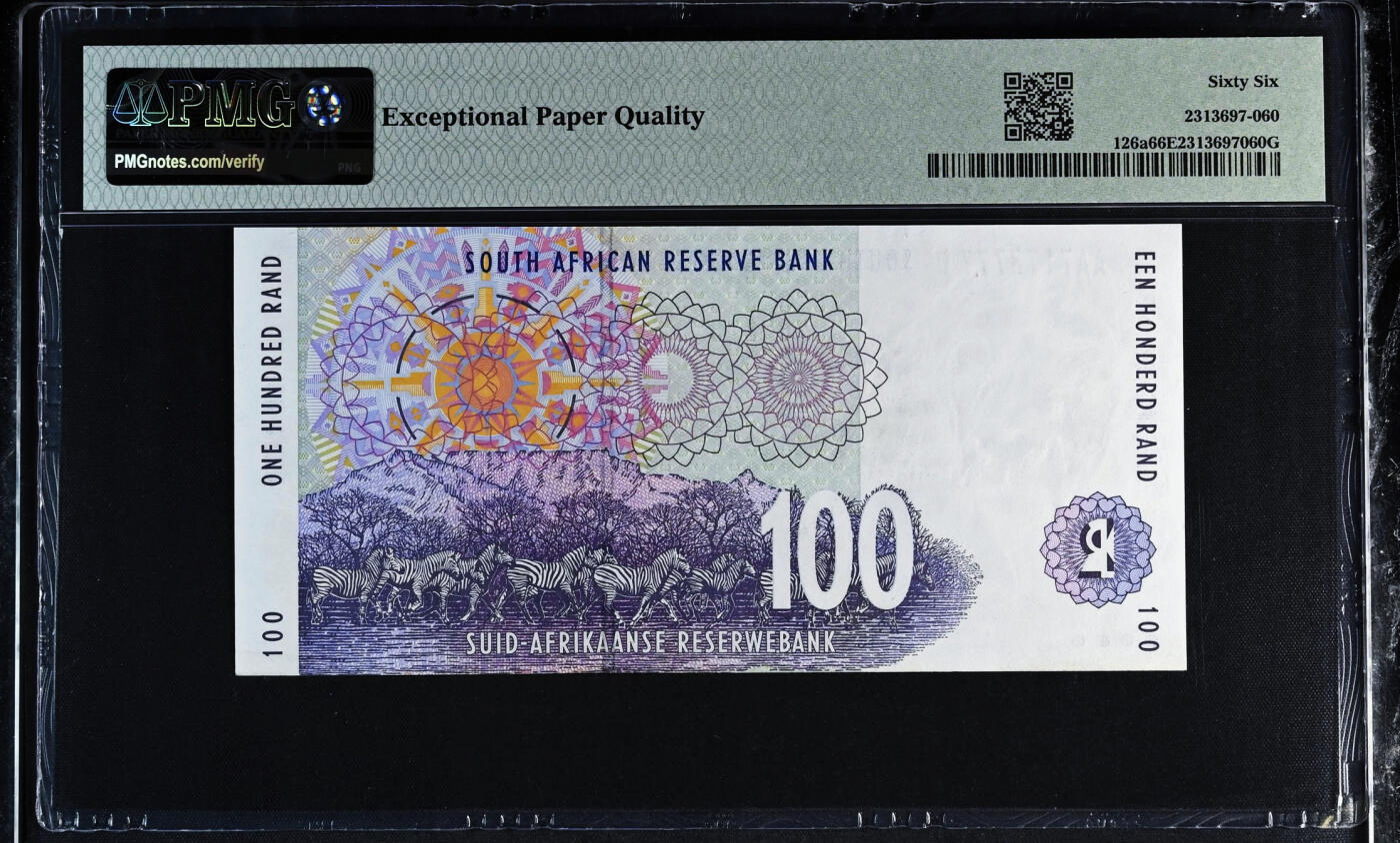 【Blue Auction】世界纸币精拍第759期——18级TOP拍卖/信誉/品质/专业/高效💫 【AAD首发冠 777豹子号】南非 1994年100兰特  PMG66EPQ 