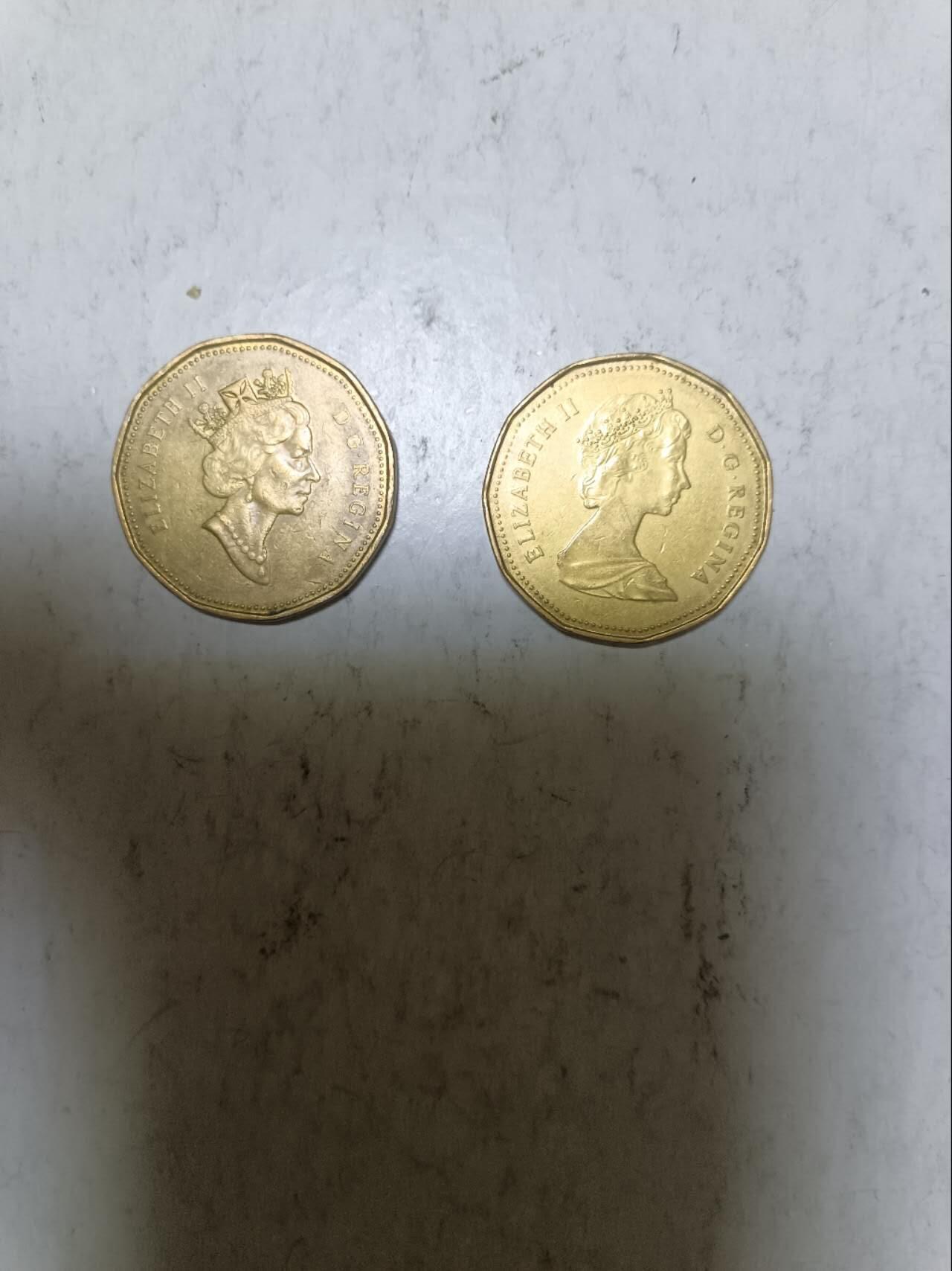 【20251209】非全新纸币和硬币第311场 加拿大1加元2枚不同版本